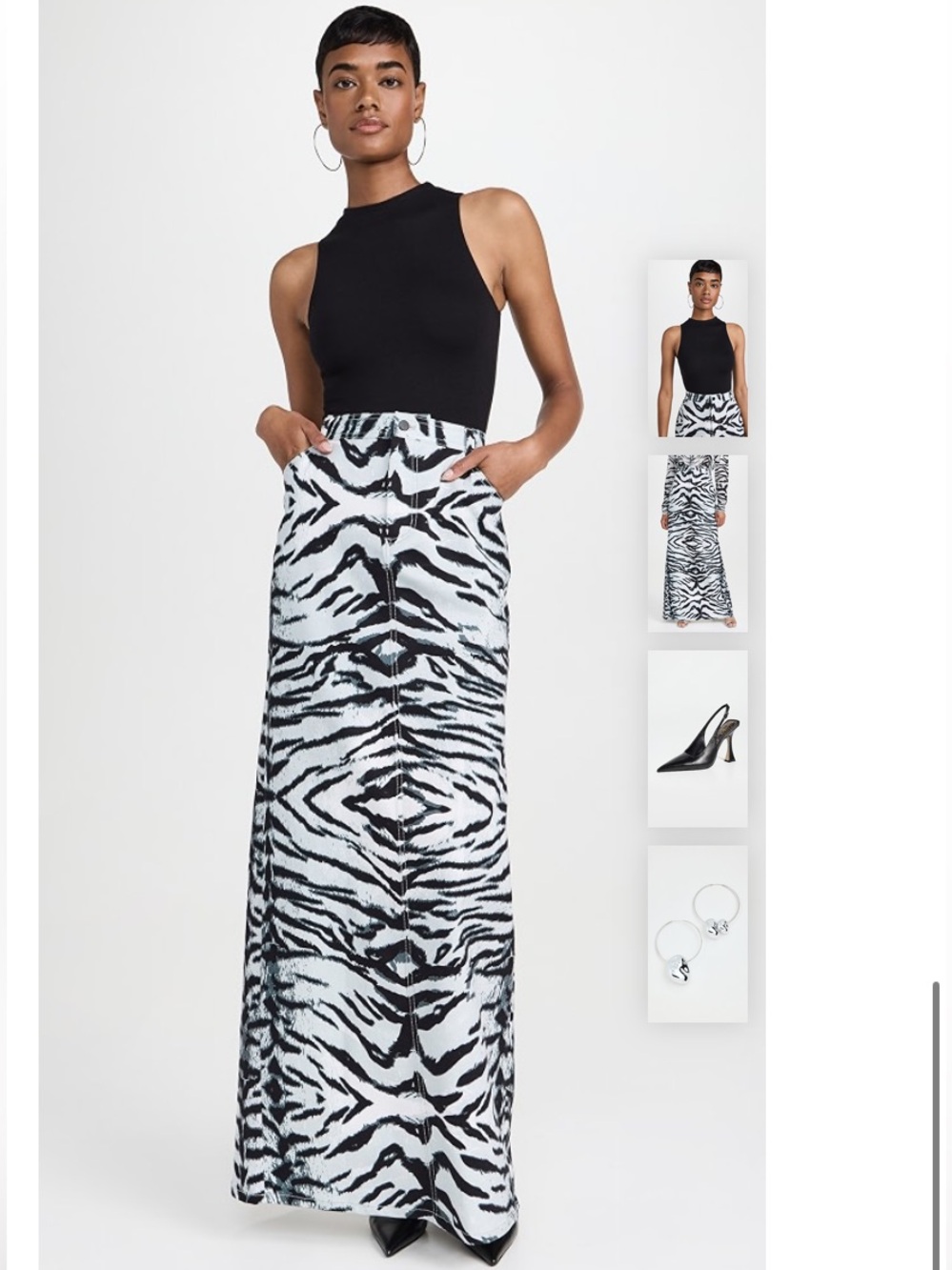 NWT $295 Bruce Glen Snow Tiger Maxi Denim Skirt